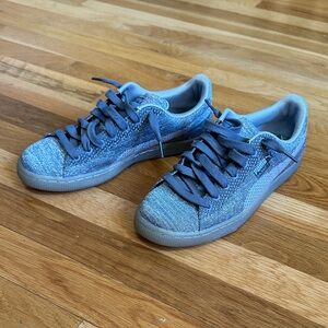 Puma Silver Metallic Textured Sneakers